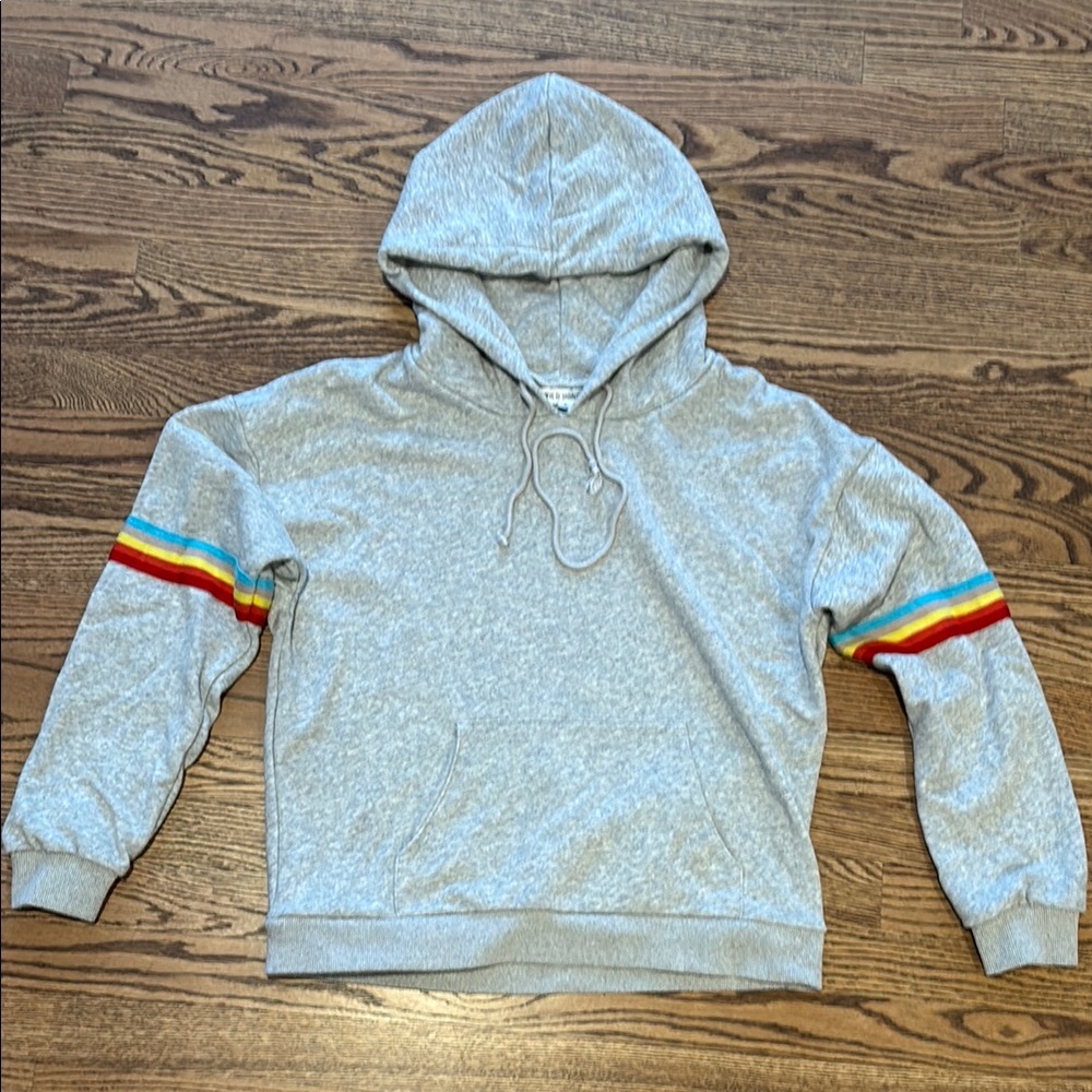 Wild Honey Gray Hoodie with Colorful Stripes size Small
